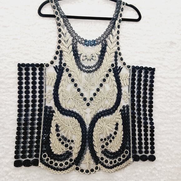 Cami Tank Top Size 2XL Gold Black Metallic Goth Lace Flappercore Fairy Mob Wife - Picture 4 of 12